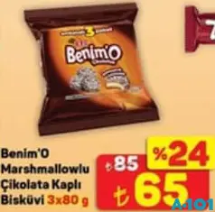 ETİ BENİMO MARSHMALLOWLU ÇİKOLATA KAPLI BİSKÜVİ 3X80 G ETİ BENİMO MARSHMALLOWLU ÇİKOLATA KAPLI BİSKÜVİ 3X80 G